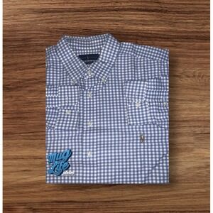 Ralph Lauren Oxford Shirt Mens 2XL Blue White Plaid Long Sleeve Button-Down